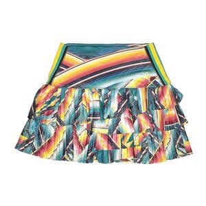Lucky In Love BMS  Hi-Pleated Scallop Tennis  skirt Skort ikat print sz XS